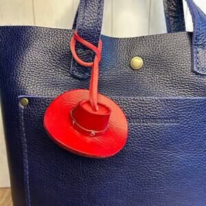 Western Leather Purse Charm Red Leather Cowboy Hat Bag Charm NeW FAST SHIP